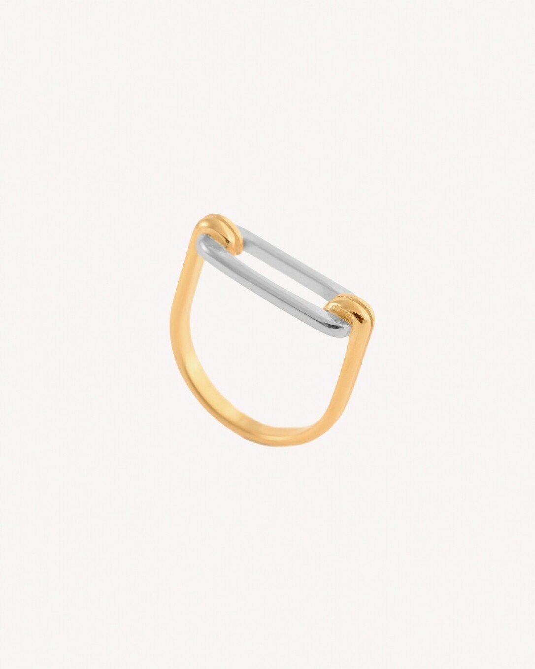 Anillo, acero quirúrgico, combinado oro y plata, homini studio 