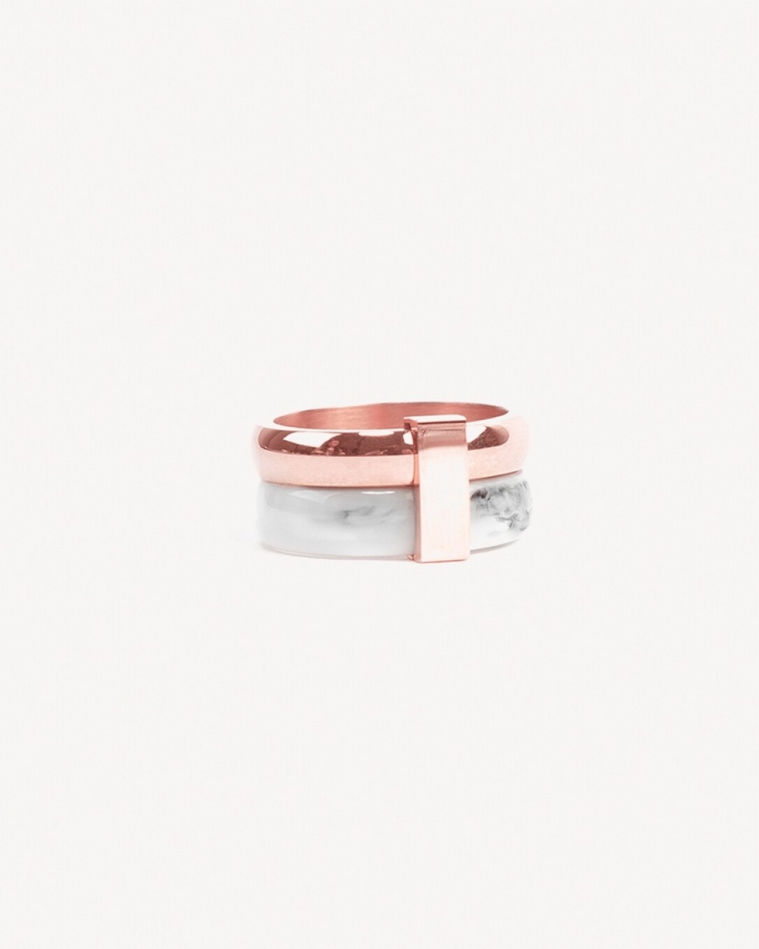 Anillo, acero quirúrgico, oro rosa, piedra, homini studio