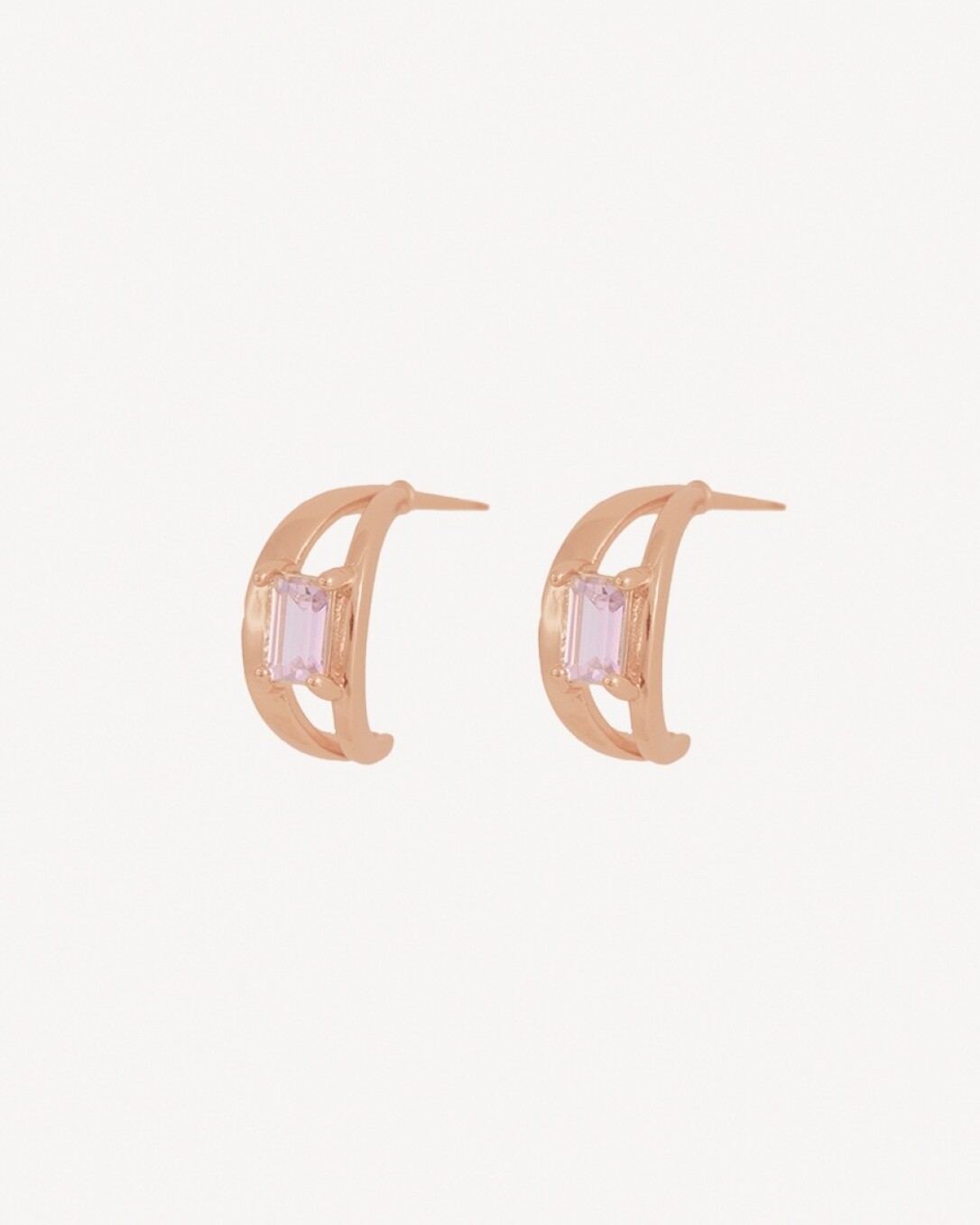 aros, juanita, de bronce bañado en oro rosa, con piedra rosa, homini studio